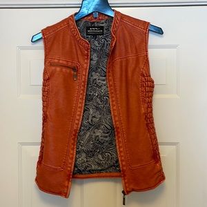 Montanco orange faux leather vest
